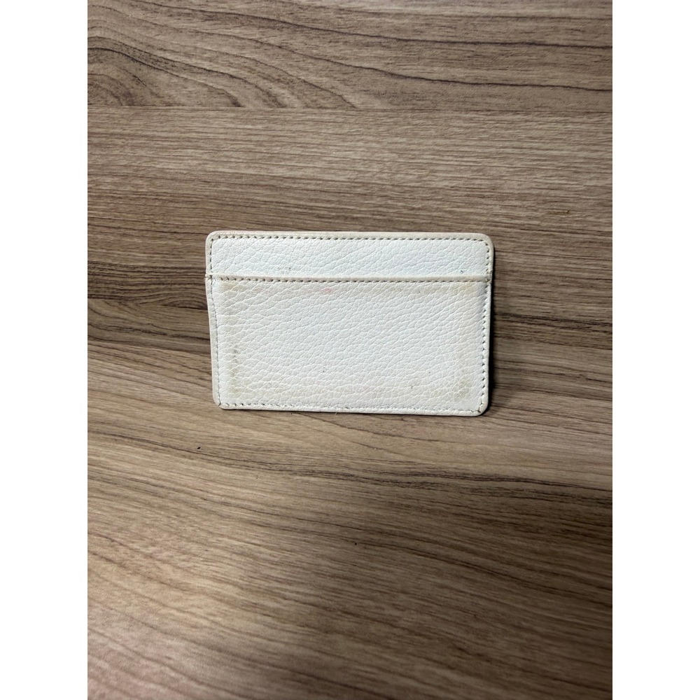 Dooney & Bourke White Pebbled Leather Slim Card Holder Wallet Brown Duck Logo - Picture 2 of 4